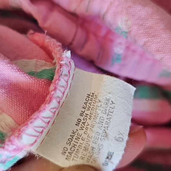 Vintage OshKosh Pink Tab Pink Floral Overall Dress / Dressall, Size 6X - Picture 12 of 14
